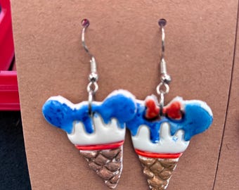 Clay Mouse Ice Cream Dangle Earrings - Vacation Jewelry
