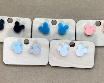 Solid Magical Mouse Acrylic Post Earrings - Vacation Earrings - Park Earrings - Gift for Girls and Women