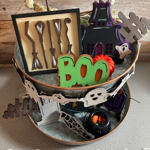 Halloween Tier Tray,  Wooden Tier Tray Decor,  Halloween Decor,  Fall Tier Tray, Fall Decor, haunted decor