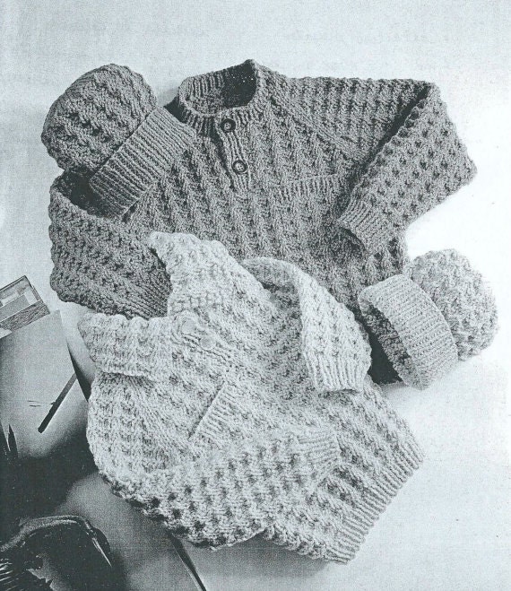 Knit Baby Sweater and Hat Vintage Pattern toddler knitting Etsy