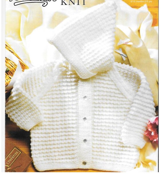 Knit Baby Hooded Cardigan Jacket Vintage Pattern | Etsy
