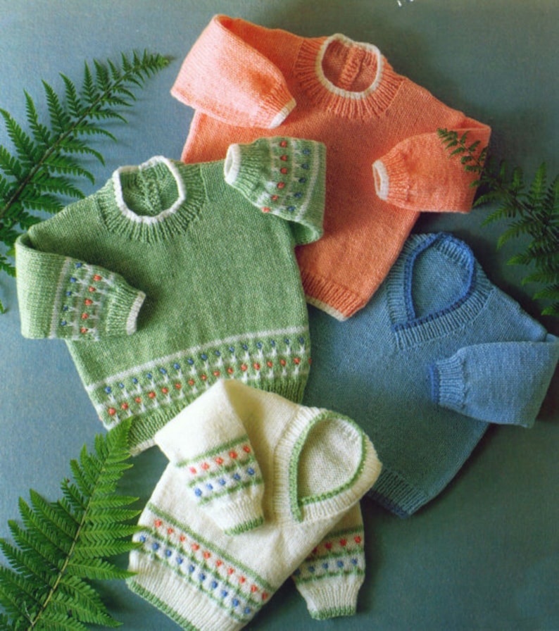 Knit Baby Sweaters Vintage Pattern Pullover Top Cable Retro Etsy