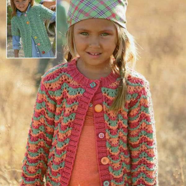 Vintage Knitting Pattern Childrens Lace Cardigan Size 2-13 years sweater jacket pullover aran Knit retro clothes jumper pdf download DIY