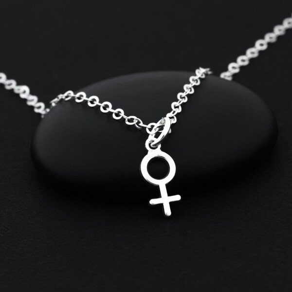 Vrouwelijke symbool ketting Sterling Zilver, feministische ketting, Venus symbool ketting, Womens rechten, feministische sieraden, Girl Power, feminisme