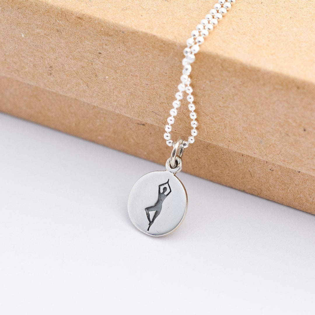 Sterling Silver Tiny Tree Pose Yoga Necklace, Gift for Yoga Teacher