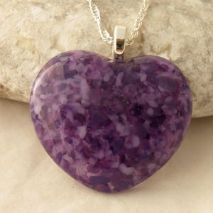 Lavender Purple Statement Heart Fused Glass Pendant