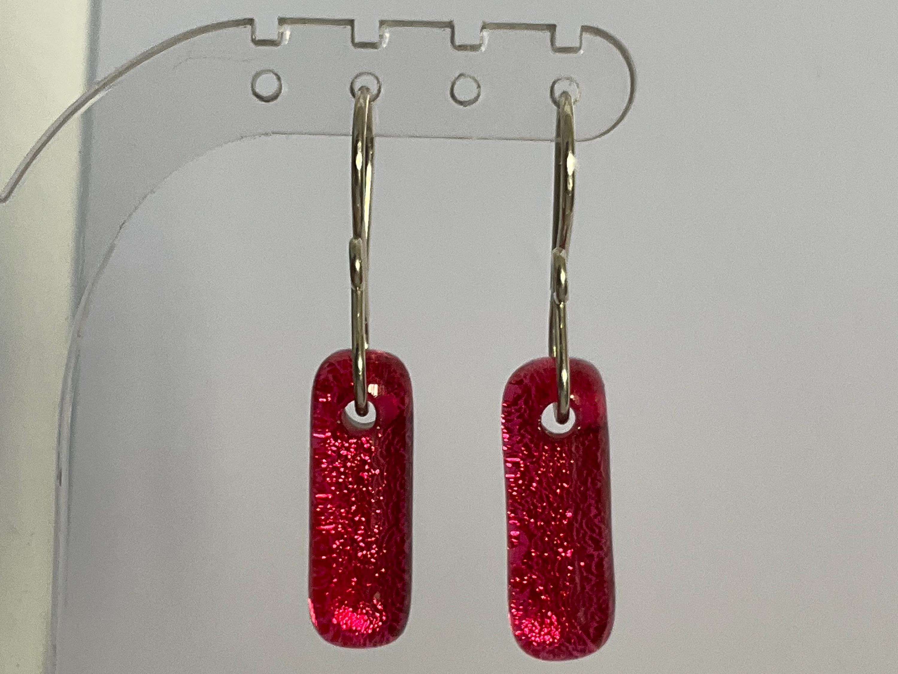 GAUEIOUR Orecchini rosa acceso, orecchini rotondi estivi con perline in acrilico rosa, gioielli per orecchie da donna fatti a mano, orecchini a cerchio con perline rosa, Argento sterling