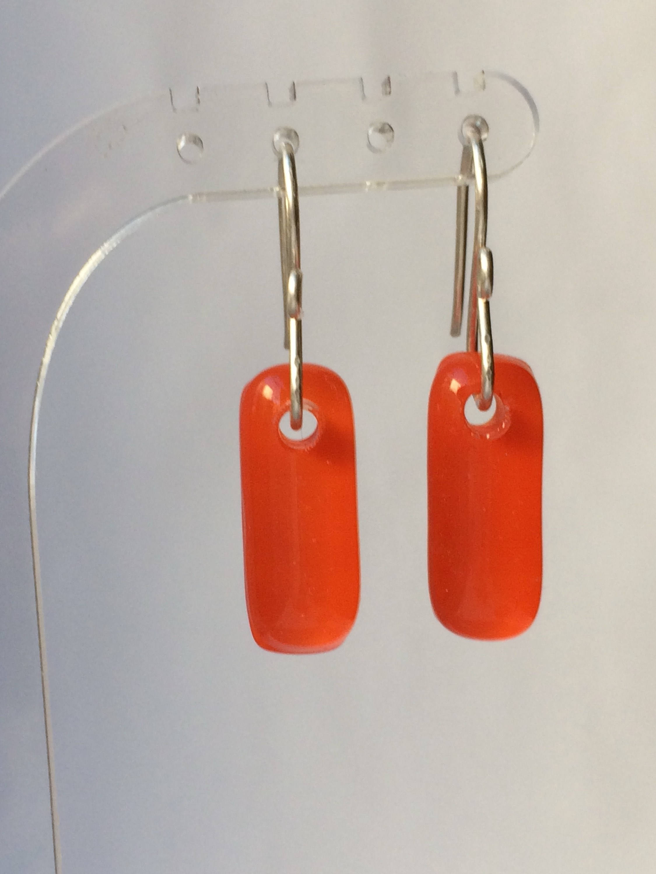 Mandarine Orange verschmolzen Glas Tropfen Ohrringe mit Etsy