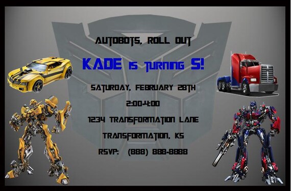 Invitation Anniversaire Transformers Etsy