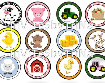 Farm Animal Birthday Cupcake Toppers