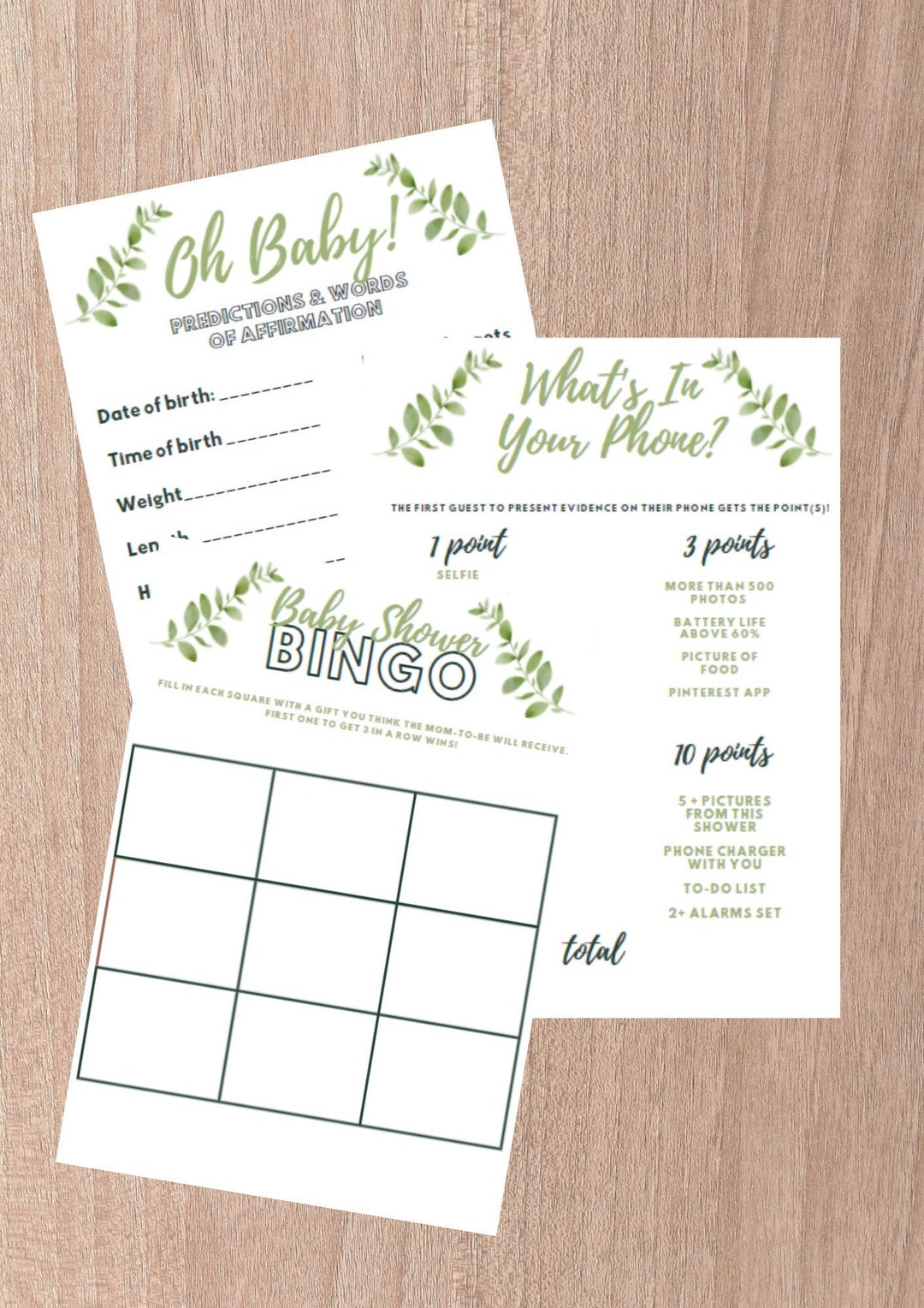 Modern Greenery Baby Shower Printables - Etsy