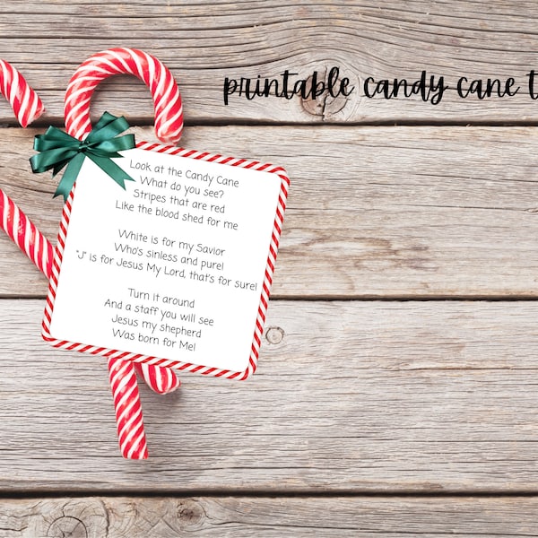 Printable Candy Cane Tags