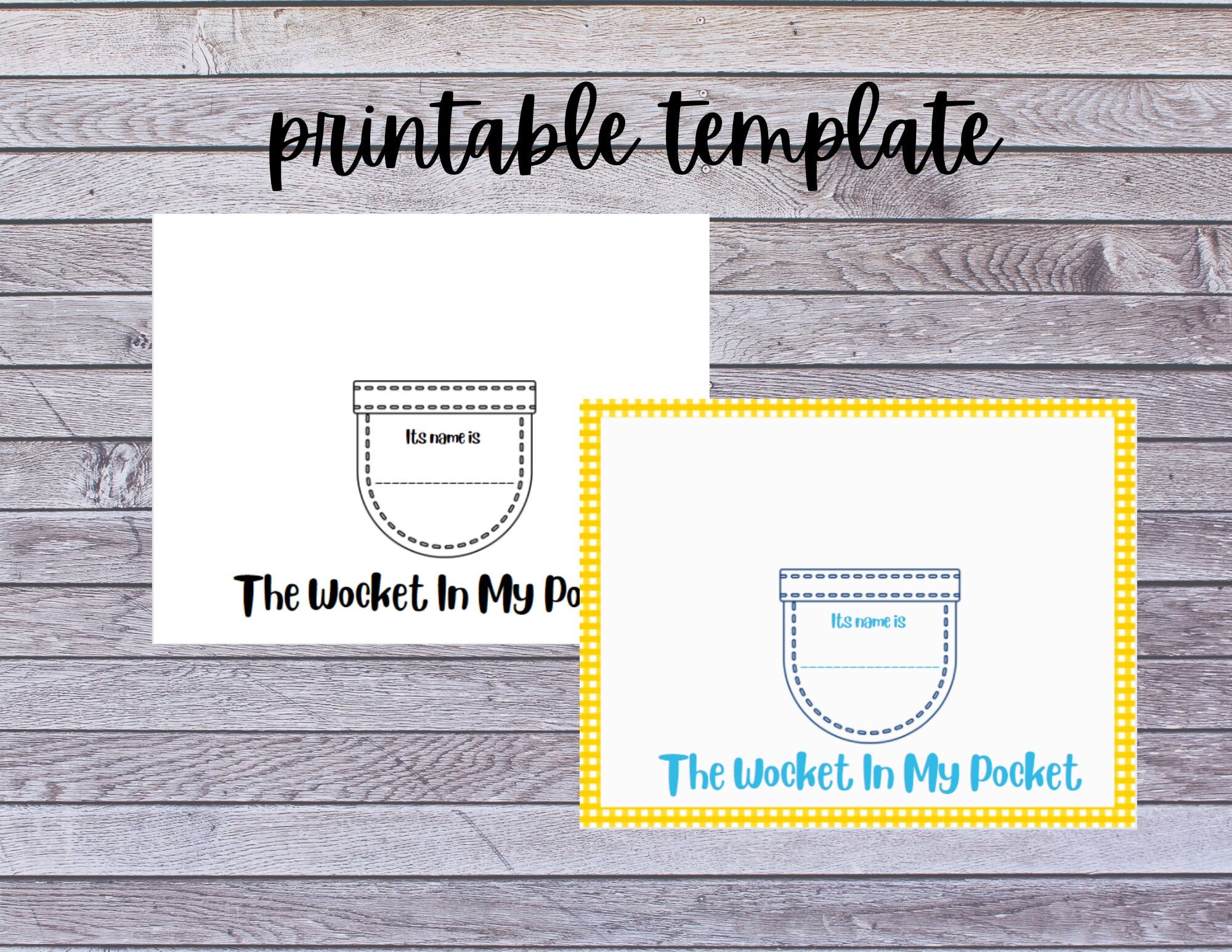 Wocket in My Pocket Printable Template Etsy