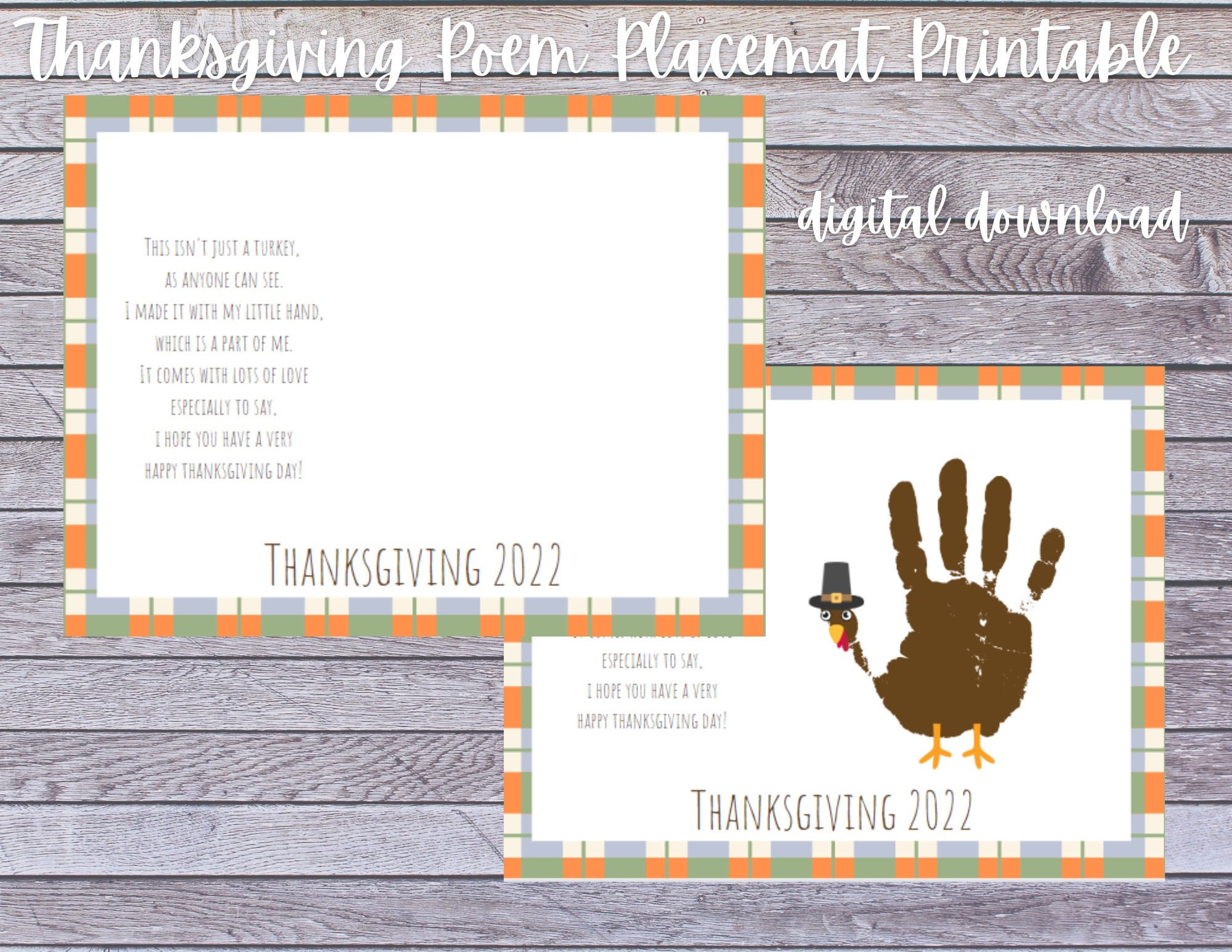 thanksgiving turkey poem placemat printable - etsy ireland