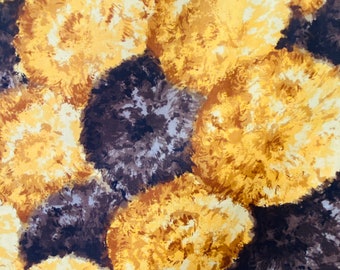1950’s Brown and Yellow Painterly Floral Silk Dressmaking Fabric Yardage