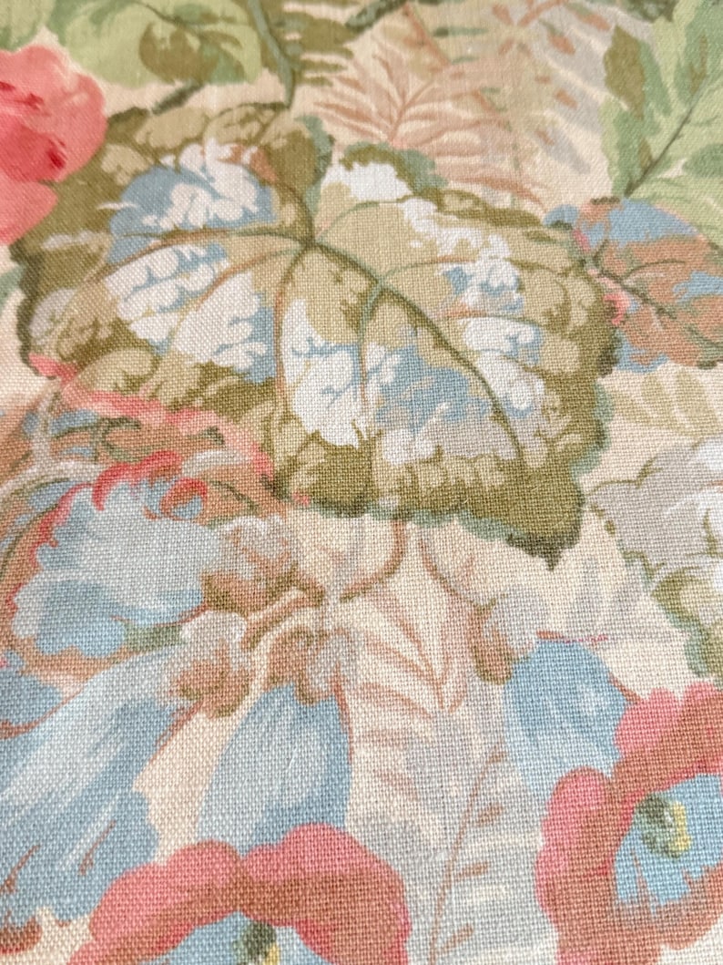 1980-tals Sanderson Exbury blommigt bomullslinne-inredningstyg bild 5