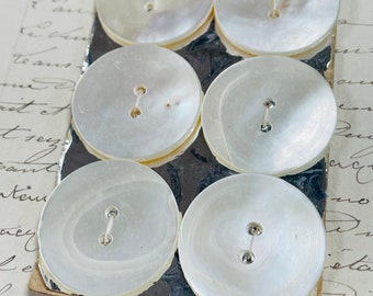6 botones antiguos/vintage de 24 mm de nácar en tarjeta, confección de ropa, costura lenta, diario, costura, proyectos de arte textil