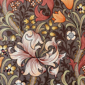 Vintage William Morris Golden Lily Cotton Linen  Fabric. Sanderson, Upholstery, Curtains, Cushions. Arts and Crafts
