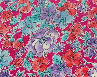 1980’s Laura Ashley Pink Floral Dressmaking Cotton Fabric. Yardage. Sewing Projects