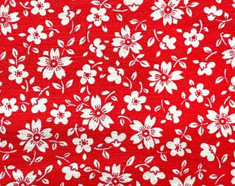 1970’s Red and White Ditsy Floral Cotton Dressmaking Fabric
