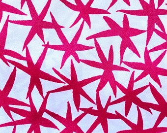 1950’s Cerise Pink Star Rayon Crepe Dressmaking Fabric Yardage