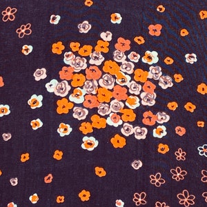 Tissu de couture en rayonne florale stylisée des années 1970