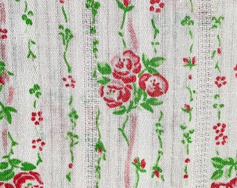 1950’s Ditsy Roses and Ribbons Cotton Fabric. Dressmaking, Patchwork, Quilting, Doll’s Dresses, Sewing Projects. Yardage