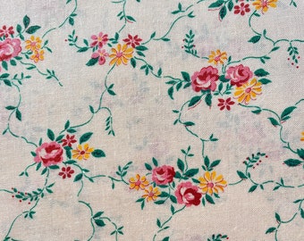 1950’s Little Pink Roses and Yellow Floral Fabric