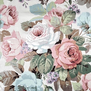Sanderson ‘Chelsea’ Floral Cotton Interiors Fabric. Cabbage Roses, Cushions, Curtains, Upholstery Fabric. Yardage