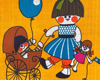 1970er Jahre Frieda Clowes Playtime Kids Baumwollstoff