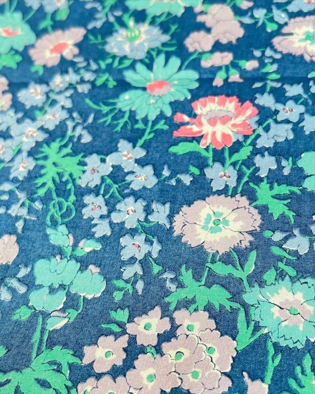 Vintage Liberty of London Floral Cotton Fabric - Blue Tana Lawn Fat ...