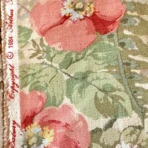 1980-tals Sanderson Exbury blommigt bomullslinne-inredningstyg bild 4