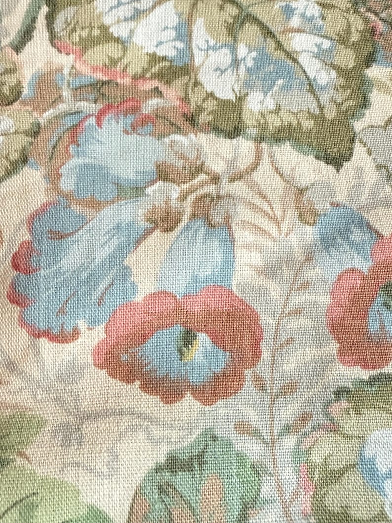 1980-tals Sanderson Exbury blommigt bomullslinne-inredningstyg bild 3