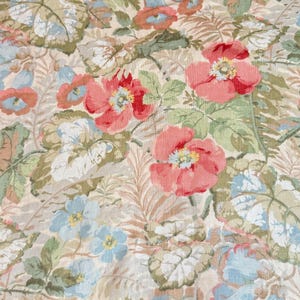 1980-tals Sanderson Exbury blommigt bomullslinne-inredningstyg bild 1