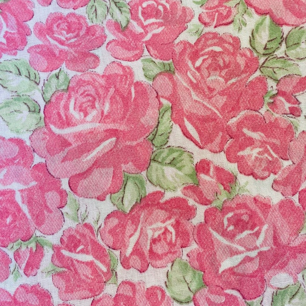 Pink Roses Cotton Mix Fabric Fat Quarters. Patchwork, Quilting, Doll's Dresses, Sewing Projects