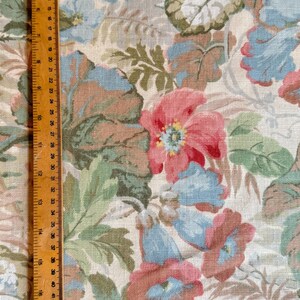 1980-tals Sanderson Exbury blommigt bomullslinne-inredningstyg bild 6