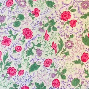 Jaren 1970 Ditsy Roze en Paars Bloemen Katoenen Stof Yardage Dressmaking Patchwork Quilting Dolls Jurken