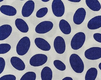 1940’s Blue Oval Polka Dot Cotton Dressmaking Fabric, Yardage. Sewing Projects