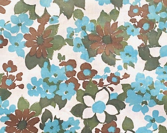 1970er Jahre stilisierter floraler Baumwollstoff