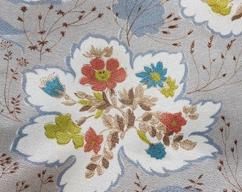 1940’s Botanical Leaves Satinised Cotton Fabric