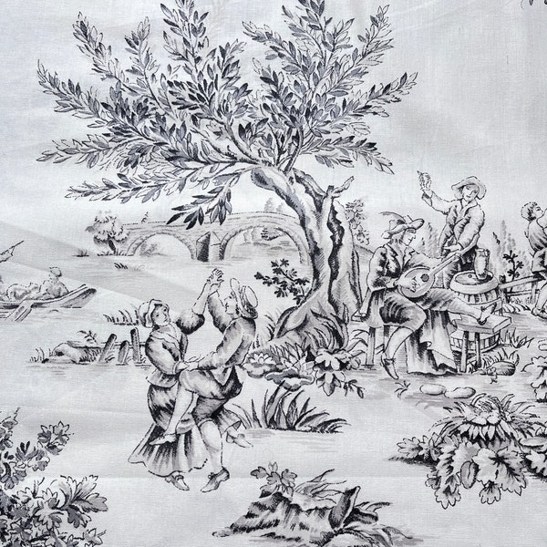 Etienne - French Toile de Jouy Design Cotton Fabric. Interiors, Cushions, Curtains, Upholstery.