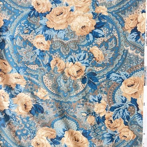 Sanderson Roses and Paisley Cotton Interiors Fabric. Braemore. 1991. Cushions, Curtains, Upholstery Fabric. Yardage