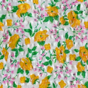 1950’s Seersucker Cotton Ditsy Yellow Floral Fabric. Dressmaking, Doll’s Dresses