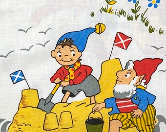 Vintage 1960s Noddy and Big Ears pair of cotton nursery children\u2019s curtains