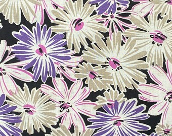 1960’s Cotton Floral Fabric Big Stylised Daisies Dressmaking