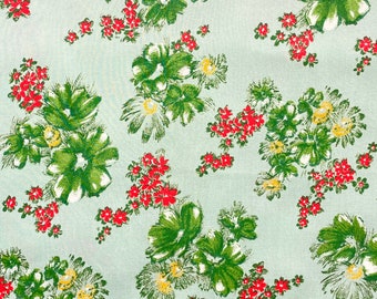 1950’s Painterly Green Floral Cotton Dressmaking Fabric