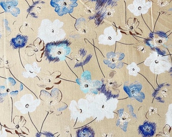 Tissu en coton des années 1970, floral délicat. Coquelicots. Couture, projets de couture
