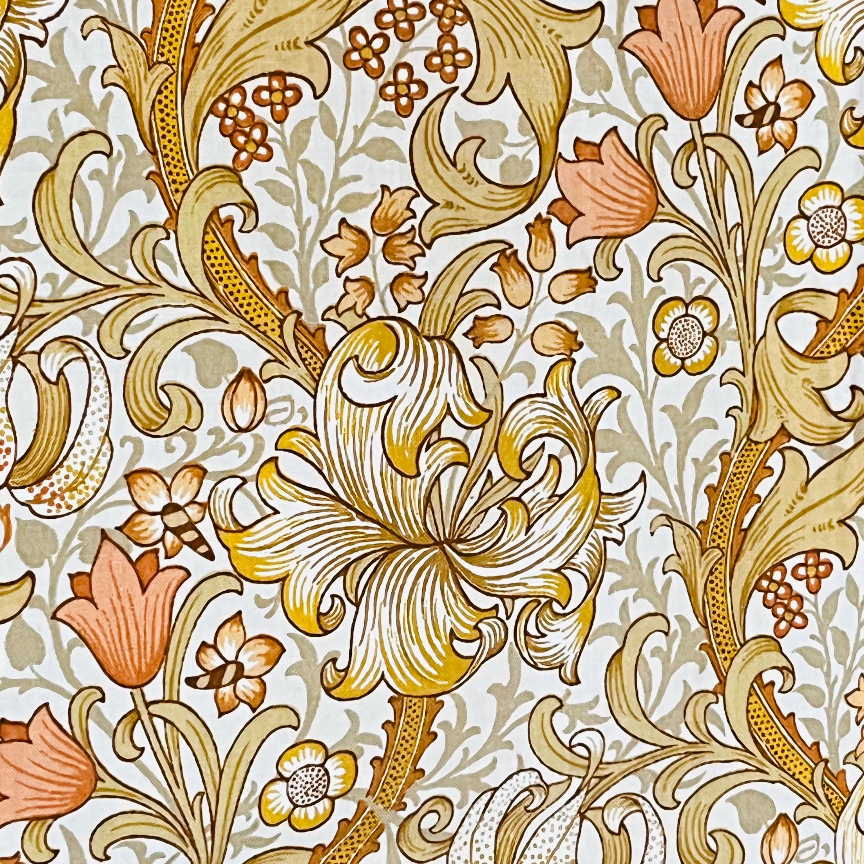HOMESCAPES William Morris, set di 4 scampoli di tessuto blu floreale e uccellino, 100% cotone, stile Art Nouveau, 50 x 55 cm, per lavori artigianali e trapuntatura