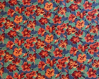 Tela de algodón Liberty de los años 70. Capuchinas. Confección, bolsos, cojines, proyectos de costura. Medida en yardas.