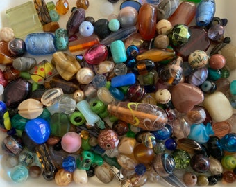 200 plus ASSORTED Glass loose beads